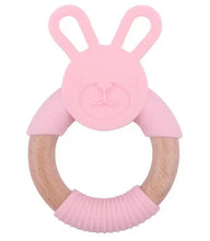 Afbeelding in Gallery-weergave laden, Baby Wood & Silicone Teether | Bunny | PINK