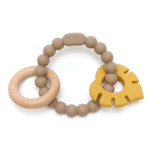Afbeelding in Gallery-weergave laden, Soft & Hard | Leaf RATTLE Wood & Silicone Teether | Khaki & Oker