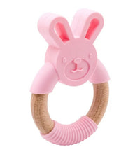 Afbeelding in Gallery-weergave laden, Baby Wood & Silicone Teether | Bunny | PINK