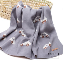 Afbeelding in Gallery-weergave laden, Snufie babydeken 100% bamboe katoen extra zacht 100x80cm | Pluisvrije deken | Premium babydeken | Autootje grijs