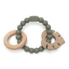 Afbeelding in Gallery-weergave laden, Soft &amp; Hard | Leaf RATTLE Wood &amp; Silicone Teether | Sage &amp; Khaki

